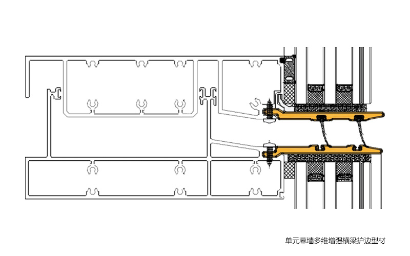 单元幕墙多维增强横梁护边型材